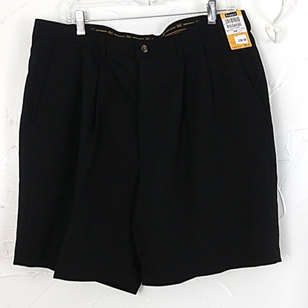 Haggar‎ Black Shorts NWT Men's Size 38W Comfort Waistband Pleated Front Q…
